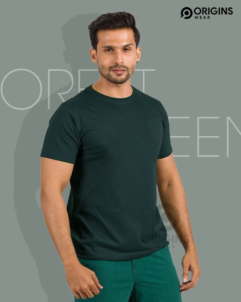 Forest Green Colour Cotton T-Shirt Unisex