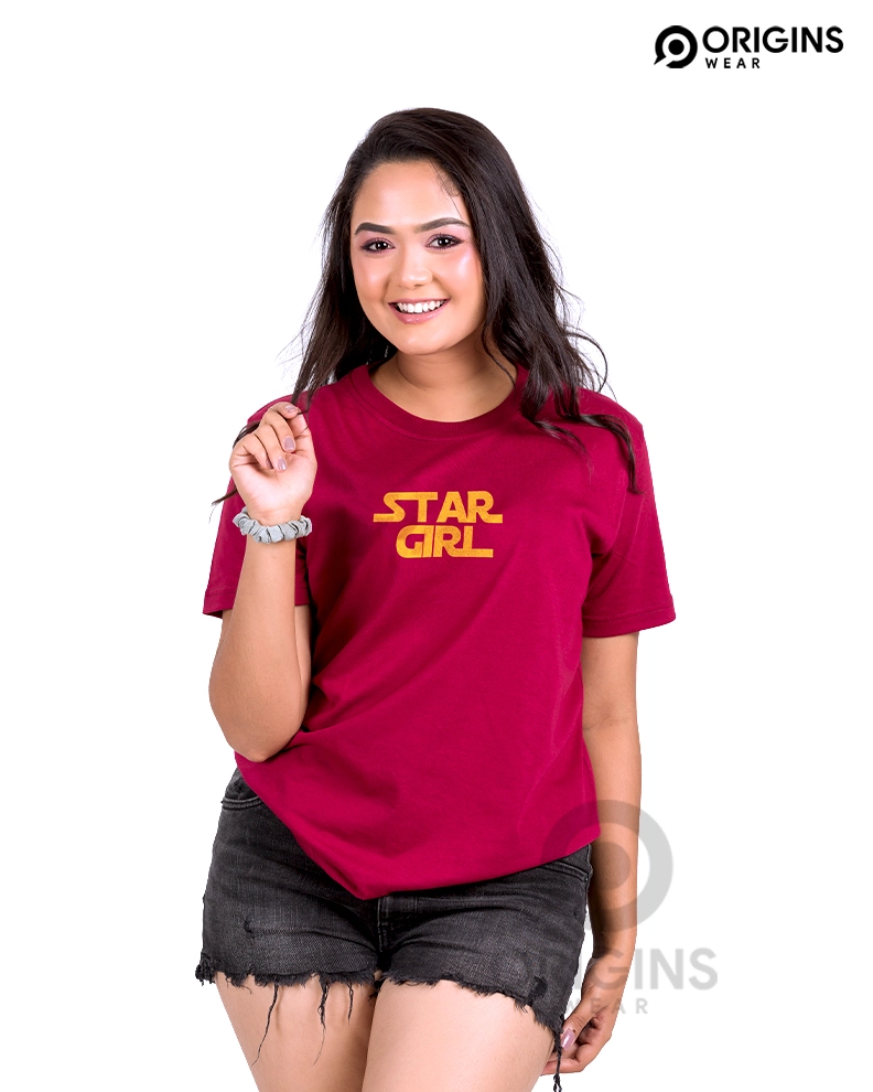Star Girl Maroon Colour Premium T-Shirts SriLanka