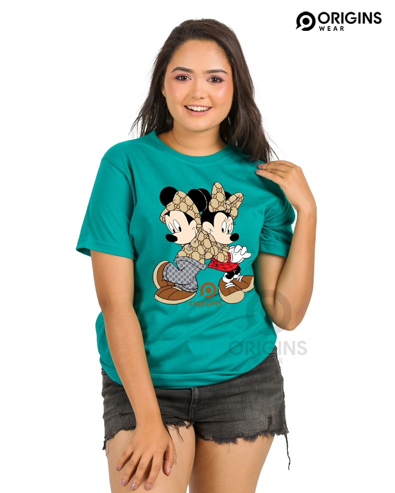 Mickey and Minnie - Damro Green - Cotton T-Shirt