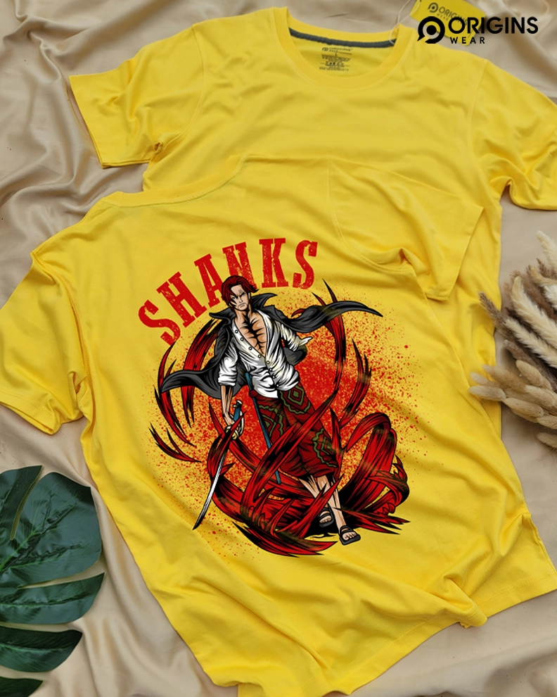 Shanks Anime Printed Lemon Yellow T-Shirt