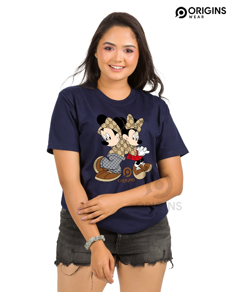 Mickey and Minnie - Navy Blue - Cotton T-Shirt