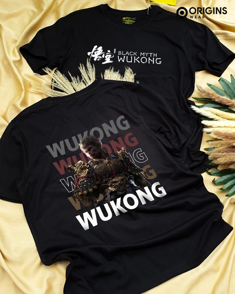 Wukong-Back & Front Printed Raven Black T-Shirt