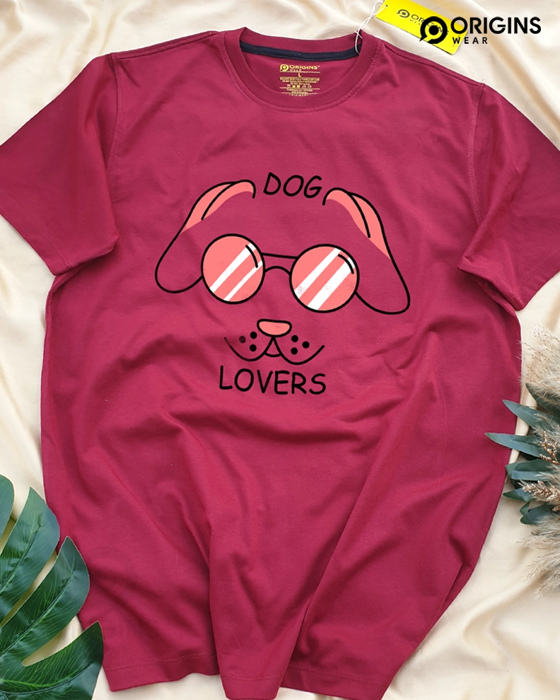 Dog Lovers! - Maroon - Cotton T-Shirt